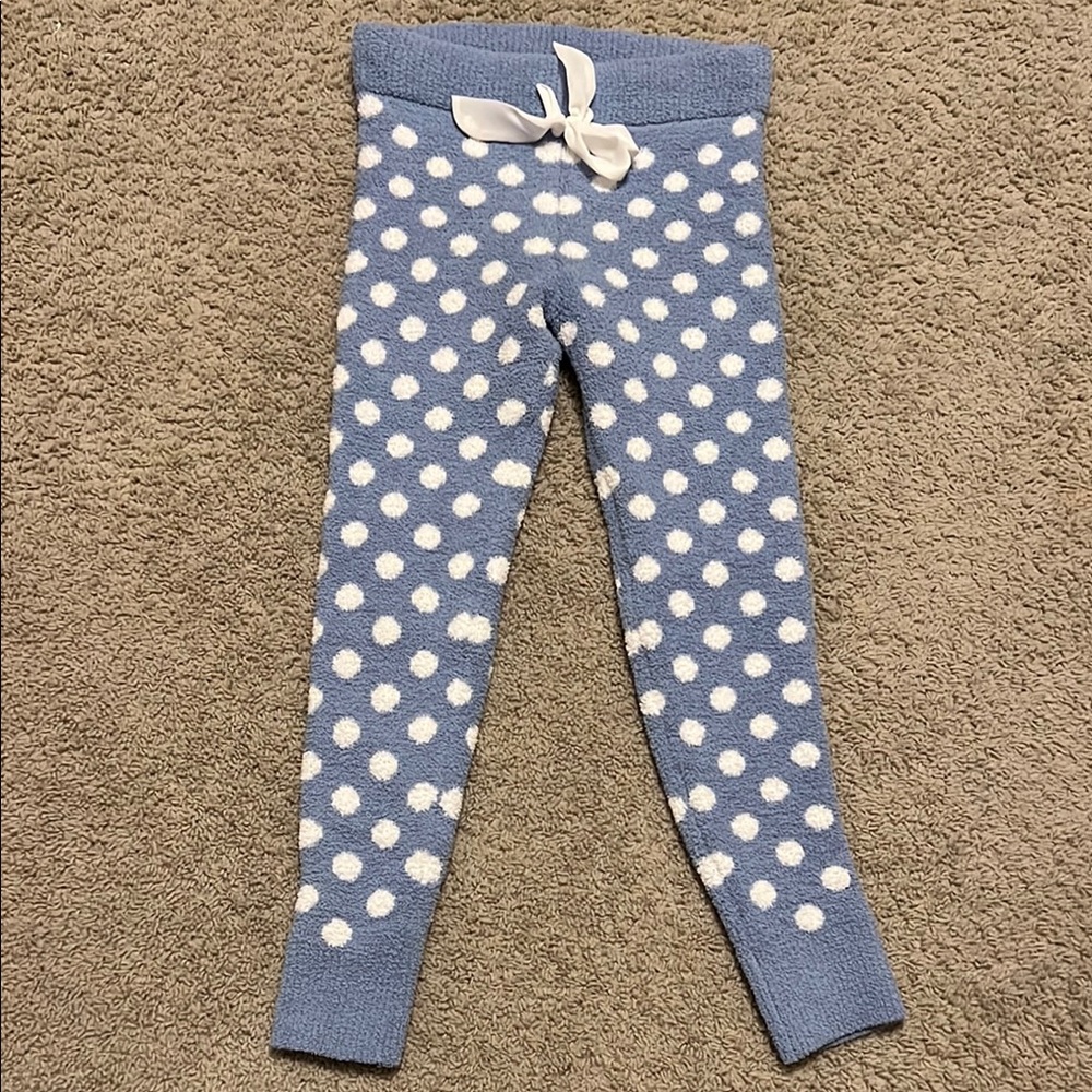 Blue Polka Dot Leggings with Bow